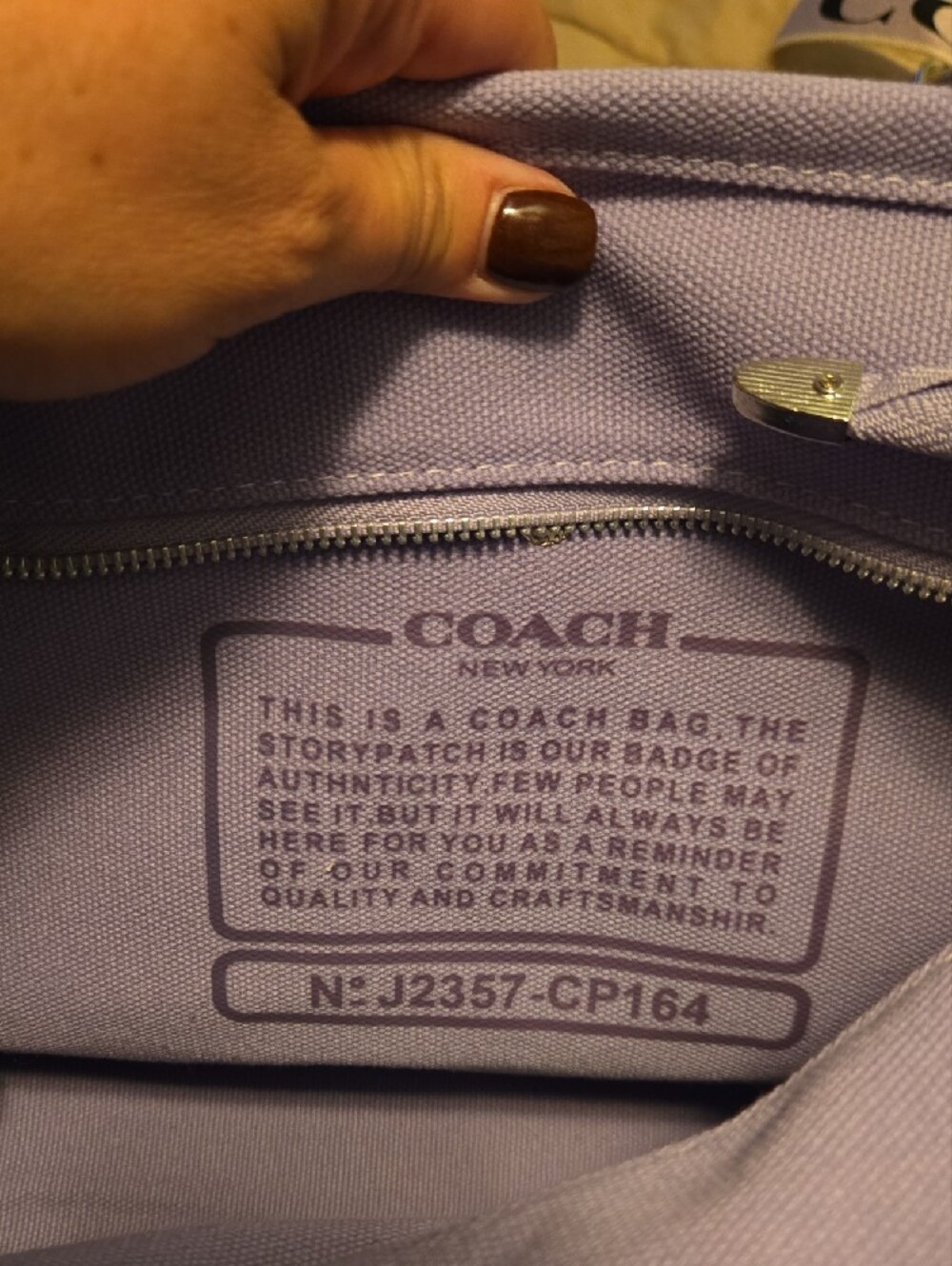Coach Lavender Canvas Tote with Purple Logo and Strap - Picture 3 of 12